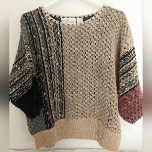 Vintage Chenille‎ Striped Sweater Loop Knit Short Sleeve Size L